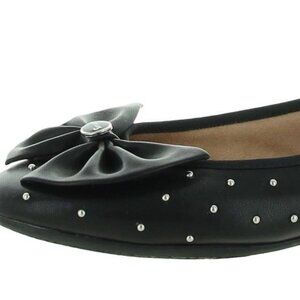 Sam Edelman Circus Black Faux Leather Bow Studded Ballet Flat Wonderlust Padded